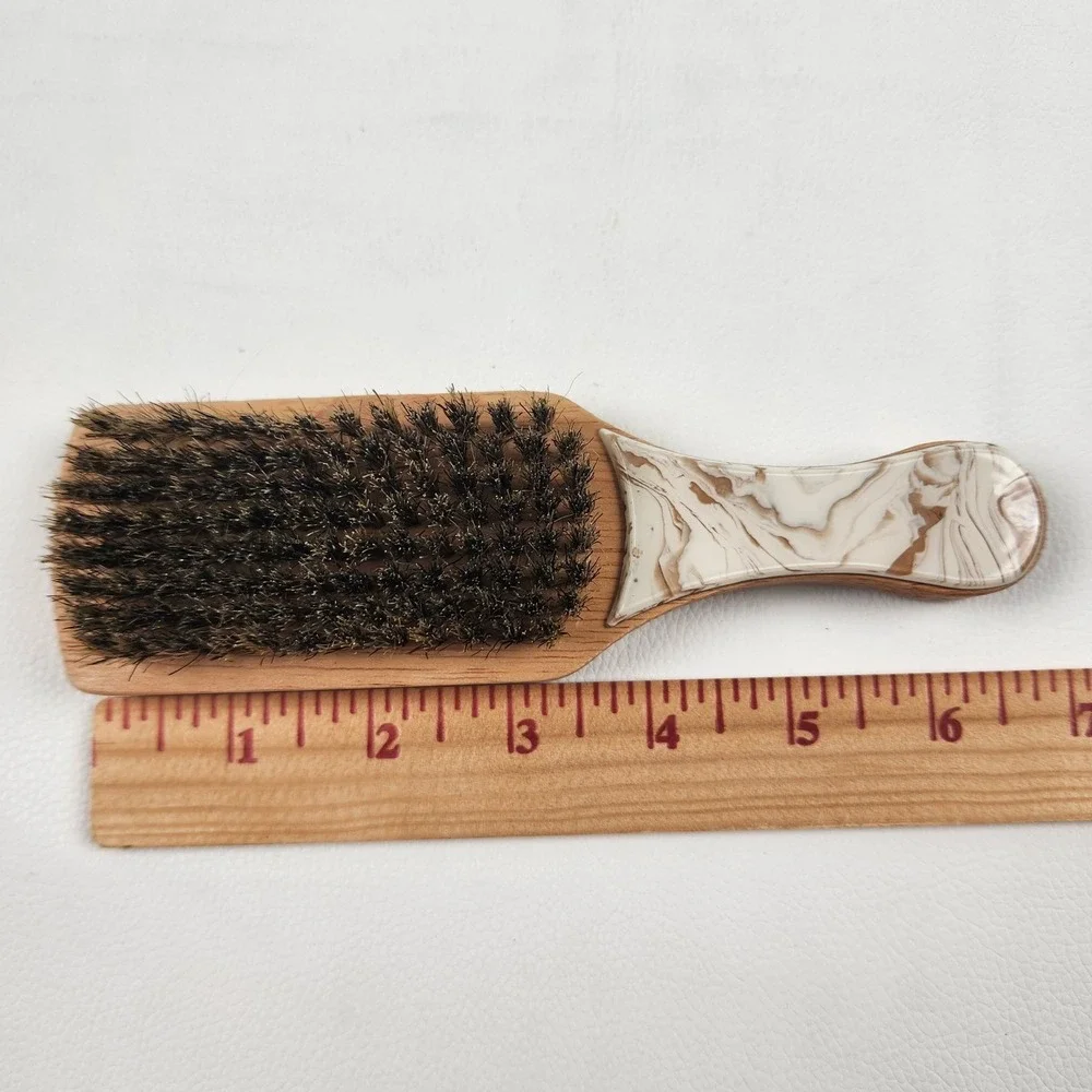 Vintage Style Luxury Boar Bristle Beard Brush Wooden Faux Marble 6.5